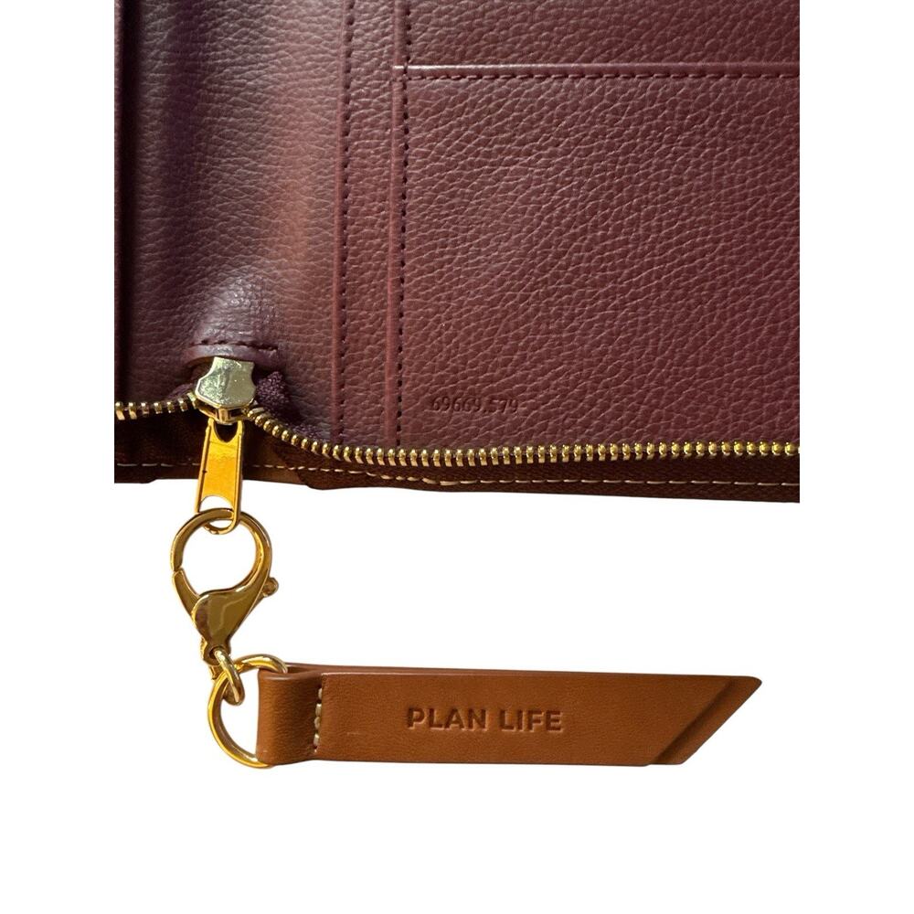 Franklin Quest Planner Binder Burgundy Brown Verona Leather Zip Around No Ring - Picture 5 of 8